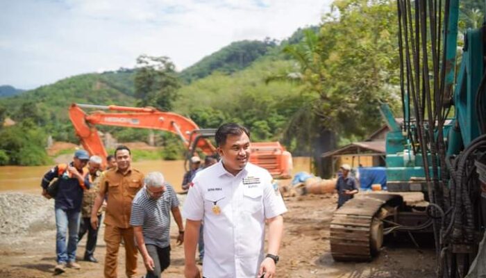 Cek Progres Pembangunan Jembatan Siguntur, Bupati Sutan Riska “Deadline” Kontraktor Selesai Sesuai Jadwal