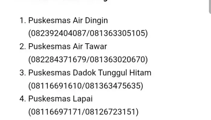 Padang Punya Layanan Kesehatan Sigap, Warga Kota Bisa Langsung Kontak Dokter Puskesmas
