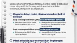 Sekolah Pasca-Banjir: Padang Mulai Senin 1 Desember, Padang Pariaman Perpanjang Libur Hingga 3 Desember