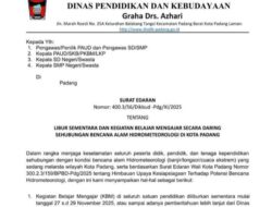 Edaran Terbaru Dinas Pendidikan Tentang Libur Sekolah Terkait Padang Darurat Banjir