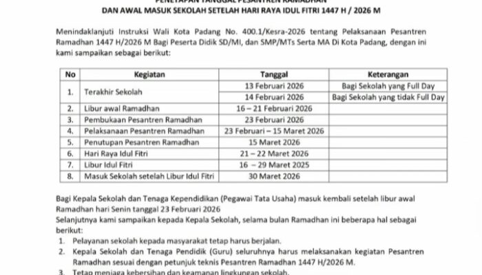 Jadwal Terbaru Pesantren Ramadhan, Libur Lebaran dan Masuk Sekolah Setelah Idul Fitri