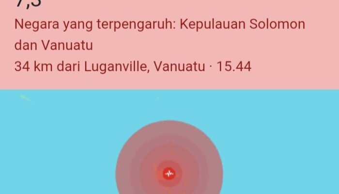 BREAKINGNEWS: Gempa Dahsyat M 7,3 Guncang Vanuatu