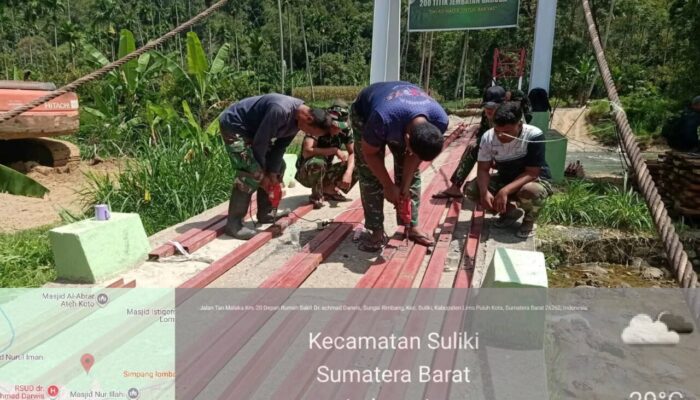 Progres Pembangunan Jembatan Gantung Nagari Sungai Rimbang Sudah 64,2 Persen